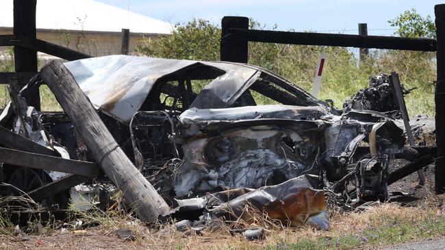 The aftermath of a car accident at Brightview in which three teens were seriously injured. Picture: Liam Kidston.