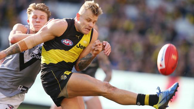 Tiger Brandon Ellis was in everything as Richmond dug its claws into Port. Picture: Michael Klein