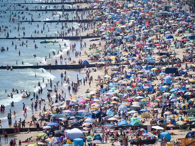 Brits flocked to a beach in Bournemouth in late June despite warnings of a second coronavirus wave. Picture: Getty Images