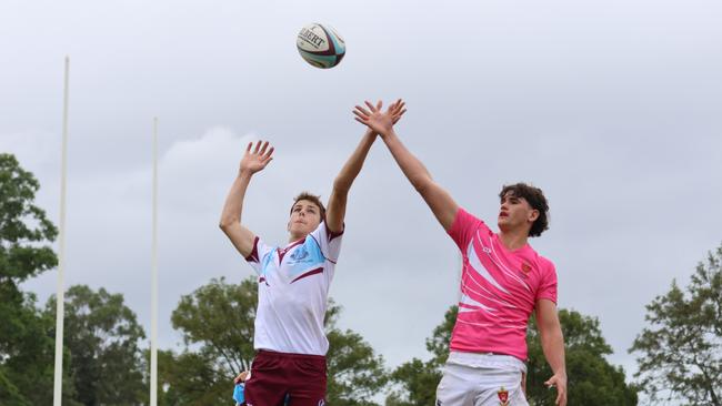 TAS First XV rugby action from St Paul's Pink Day clash against Ormiston College. Picture courtesy of Barbara Herrmannsen.