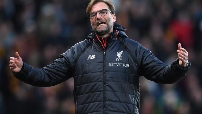 HULL, ENGLAND - FEBRUARY 04: Jurgen Klopp, Manager of Liverpool reacts during the Premier League match between Hull City and Liverpool at KCOM Stadium on February 4, 2017 in Hull, England. (Photo by Gareth Copley/Getty Images)