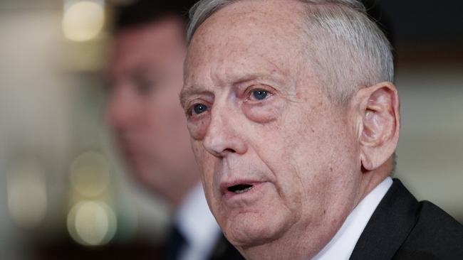 Defence Secretary Jim Mattis argues that continued US troop presence in Syria sends a message to Russia and Iran. Picture: AP.