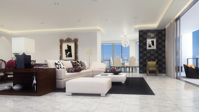 Artist’s impression of the Soul penthouse in Surfers Paradise which has since been stripped apart.