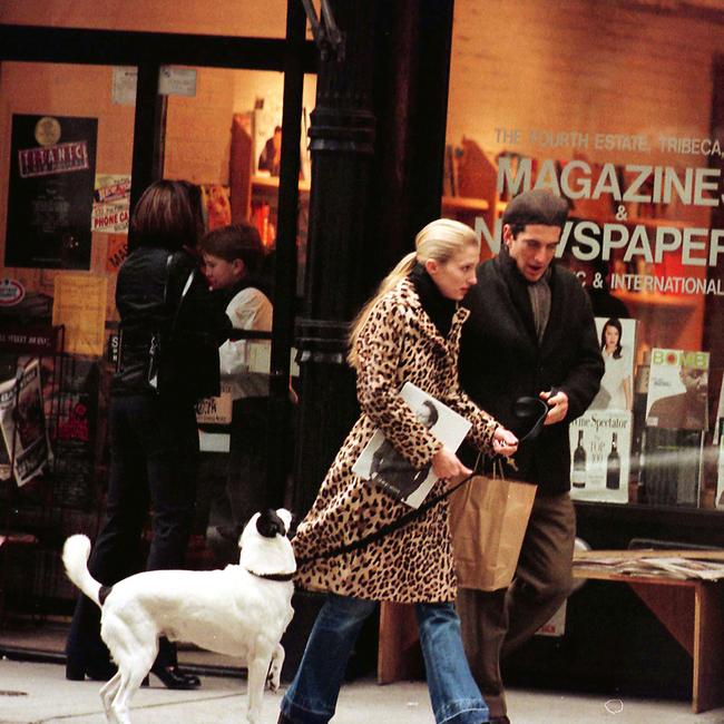 Carolyn Bessette Kennedy often wore statement coats, belted in like armour. Picture: Globe Photos/ZUMA Wire