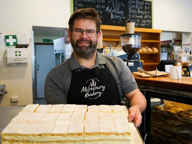 Malmsbury Bakery owner Anthony Allen with vanilla slice. Picture: Rachel Simmonds