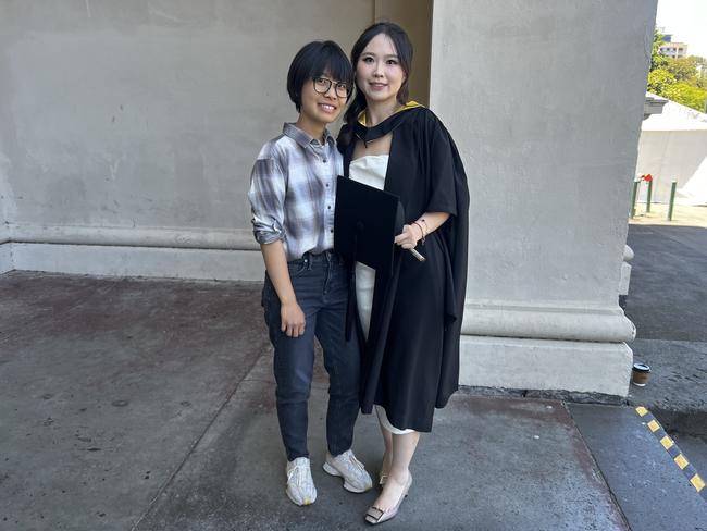 Li Amy and Charlotte Tao (Master of Information Systems) at the University of Melbourne graduations held at the Royal Exhibition Building on Friday, December 13, 2024. Picture: Jack Colantuono