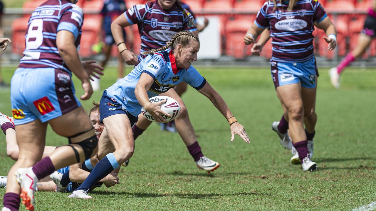 Ali Brigginshaw scores the first try of the season for the Western Clydesdales. Picture: Kevin Farmer