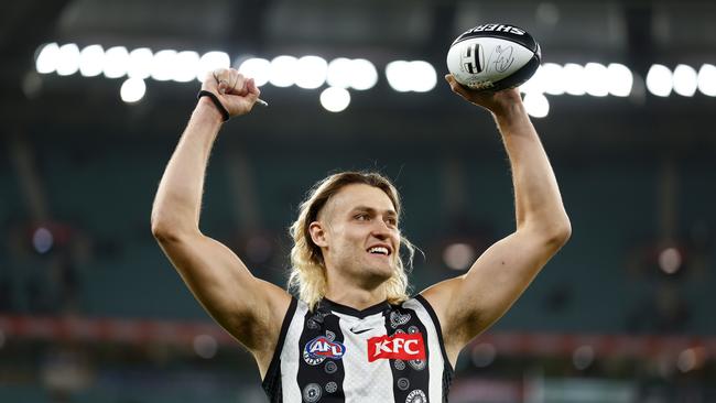 Darcy Moore was immense against the Blues. Picture: Michael Willson/AFL Photos via Getty Images