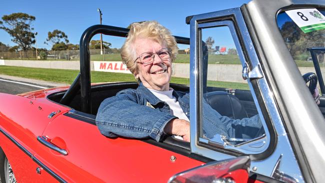 Joy in her MGB at Mallala Motorsport Park. Picture: Brenton Edwards