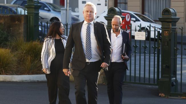 Tasmanian Premier Jeremy Rockliff (centre) has vowed to seek a new election if a no-confidence vote is successful. Picture: Nikki Davis-Jones