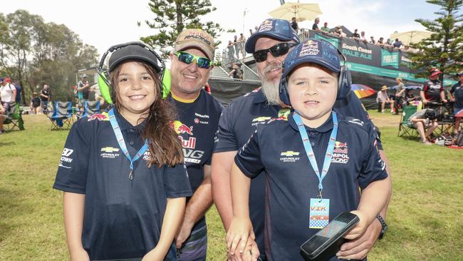Kurt and Chloe Chapman with Brad and Jai Minton, enjoying the 2024 Gold Coast 500. Picture: Glenn Campbell