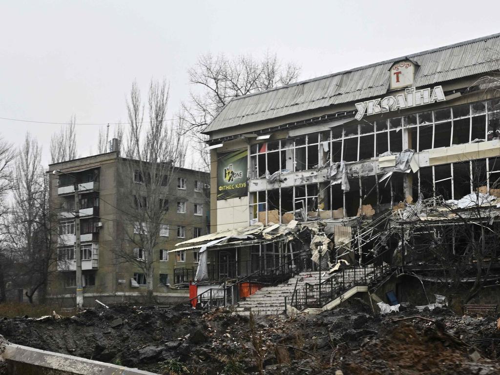 A damaged building in Bakhmut, Donetsk region. Picture: AFP