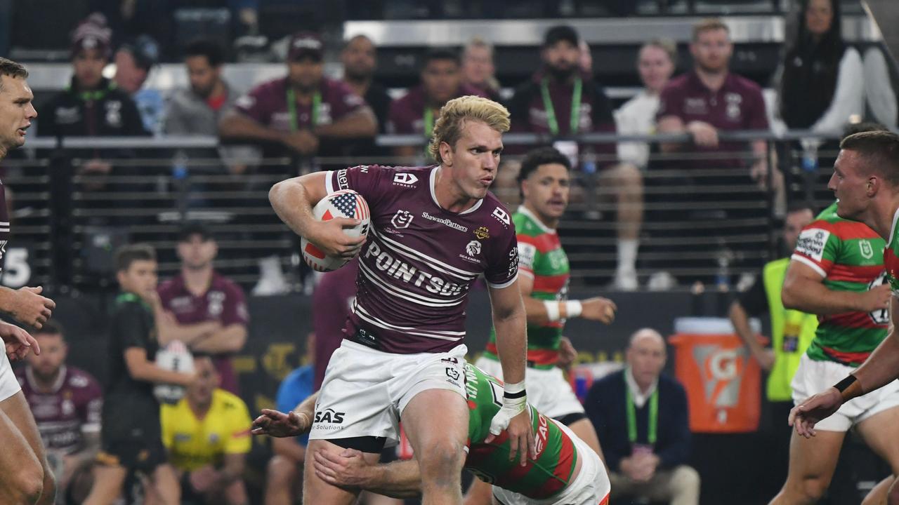 Ben Trbojevic impressed for Manly in their Round One Vegas clash against the Rabbitohs. Picture: NRL Imagery