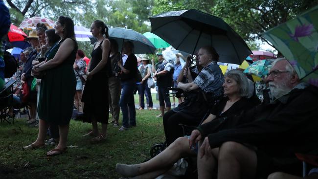 A sea of camp chairs and umbrellas surrounded the event.