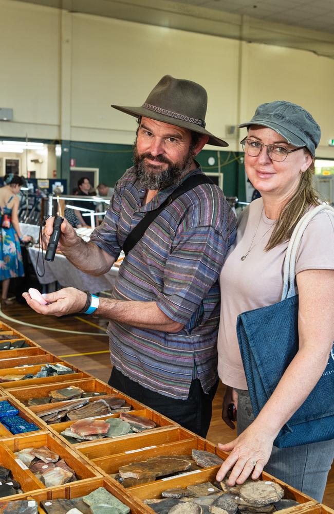 Graham Gordon and Chrisy Walker at Gemfest hosted by Toowoomba Lapidary Club at Centenary Heights State High School, Saturday, October 19, 2024. Picture: Kevin Farmer