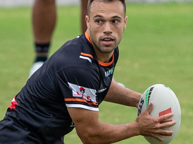 30th January 2023. The Daily Telegraph. Sport. NRL.Concord, Sydney, NSW, Australia.Pics by Julian Andrews.Wests Tigers Media Open Day at their new centre of excellence in Concord.Pic shows Luke Brooks during training.