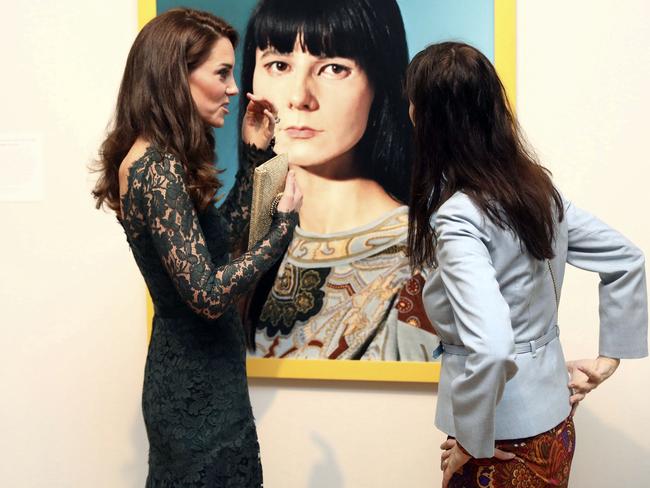 Kate, pictured with artist Gillian Wearing, at the gala. Picture: AP