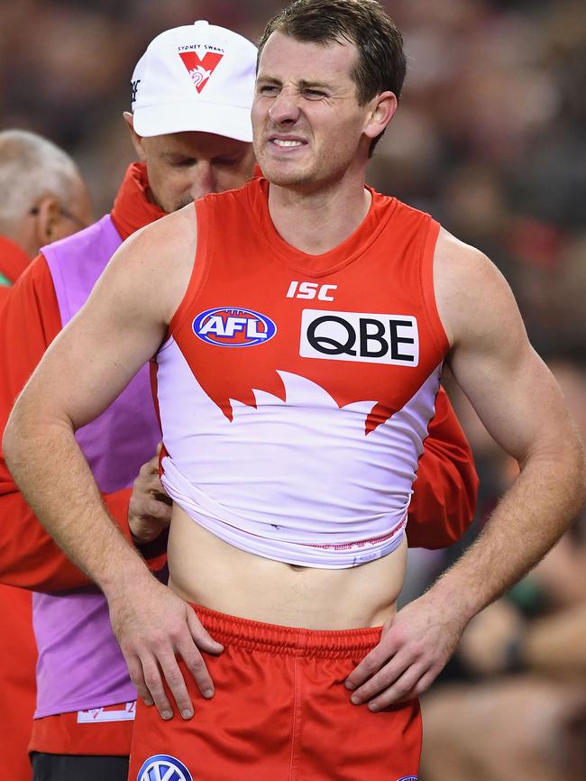 Harry Cunningham also required treatment on the bench. Picture: Getty