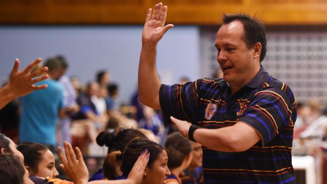 Darwin League Women grand final between TV Jets and Ansett - TV Jets coach Rod Tremlett celebrates his teams win.