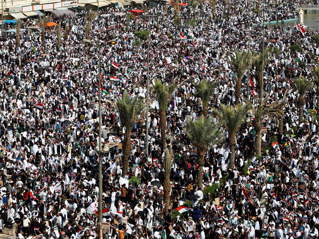 An anti-Jewish rally at Tahrir Square in Baghdad. Picture: AFP