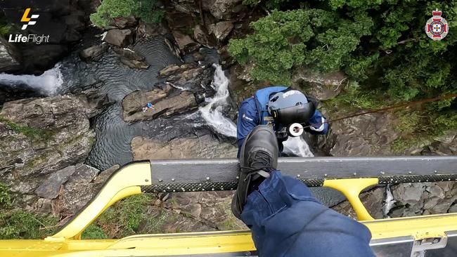 A LifeFlight helicopter rescued a hiker on Saturday after he fell in the Sunshine Coast hinterland. Photo: LifeFlight