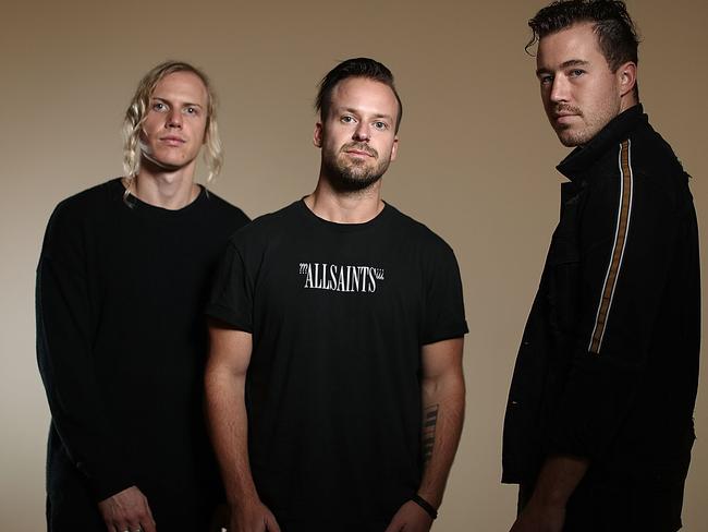 SYDNEY, AUSTRALIA - OCTOBER 11:  Tyrone Lindqvist, Jon George and James Hunt from the band Rufus Du Sol pose during the 32nd Annual ARIA Nominations Event at the Art Gallery of NSW on October 11, 2018 in Sydney, Australia.  (Photo by Mark Metcalfe/Getty Images)