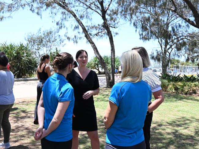 Safer Schoolies project director Anna Hanson discussing safety measures to be put in place in the coming weeks for Schoolies 2023. Picture: Supplied