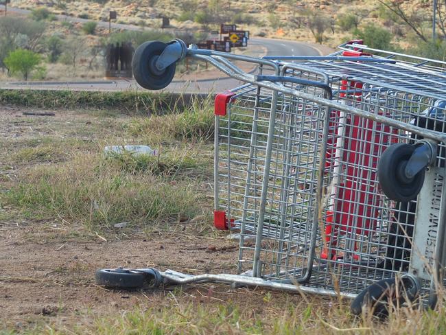 An abandoned trolley near Anzac Hill in Alice Springs. Picture: ANDREA JOHNSTON