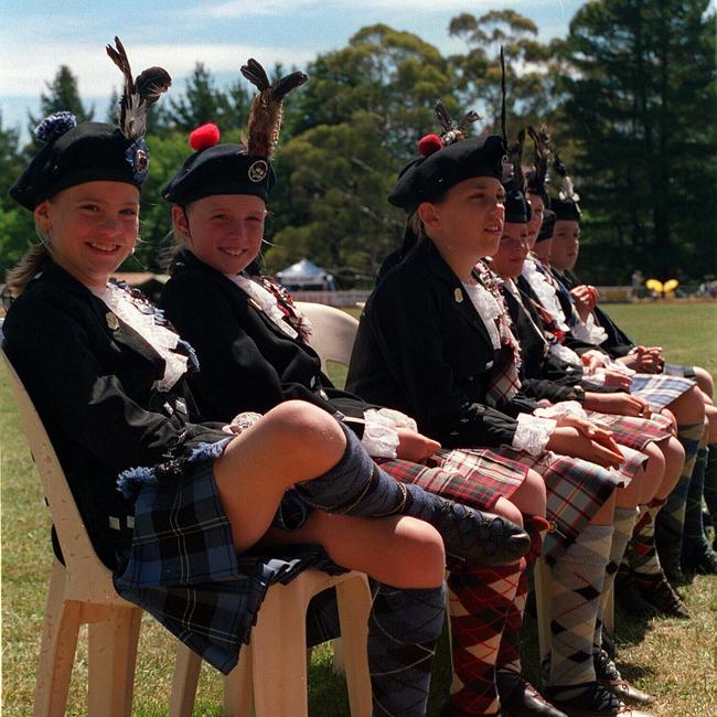 Highland dancers wait for their turn during the Daylesford Highland Gathering.