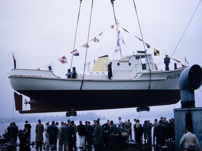 The MV Goondooloo at its launch in 1958 on Goat Island. Picture: Supplied