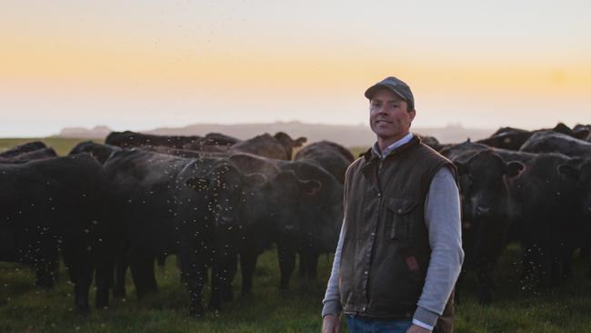 High flyer: Helicopter pilot and second-generation farmer Richard Nesseler on his beef farm at Port Campbell.