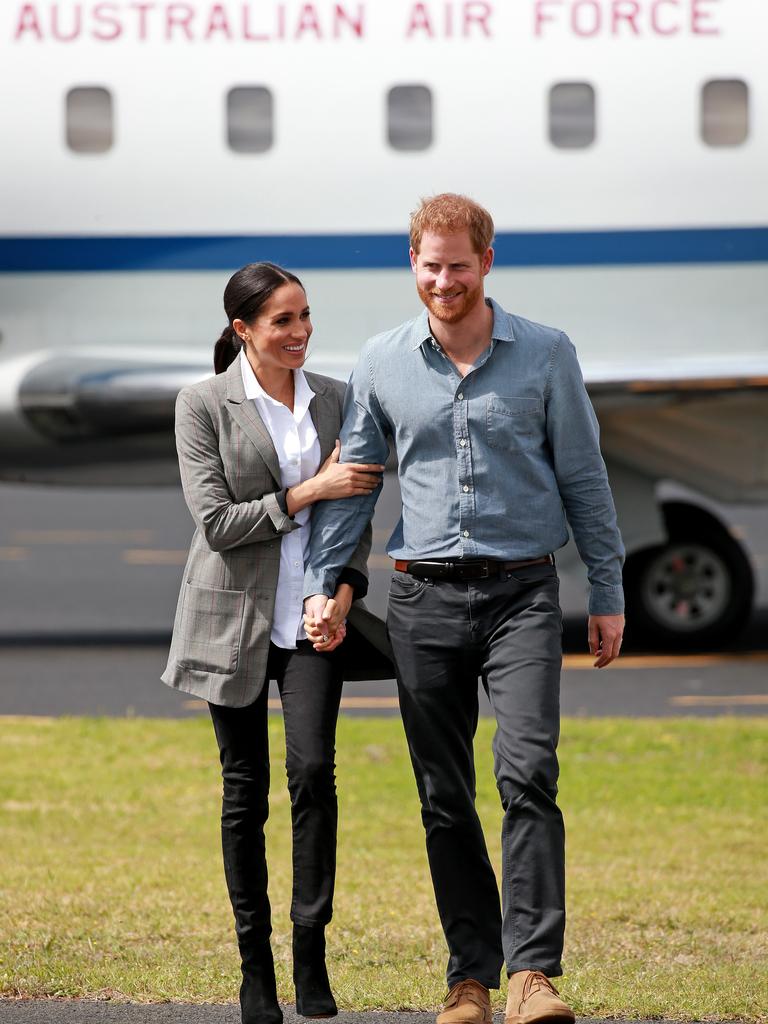 The Duke and Duchess of Sussex, Prince Harry and Meghan Markle visit the drought affected area of Dubbo in central west NSW. Picture: Toby Zerna.