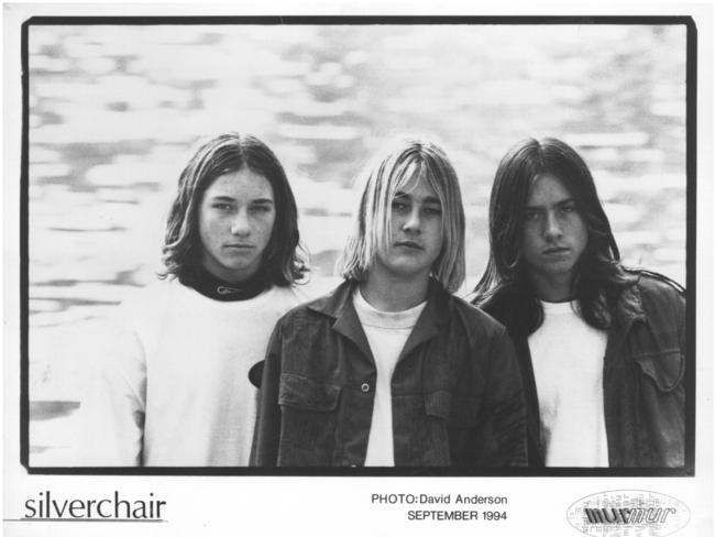 Silverchair bassist Chris Joannou, singer Daniel Johns and Ben Gillies in 1994.