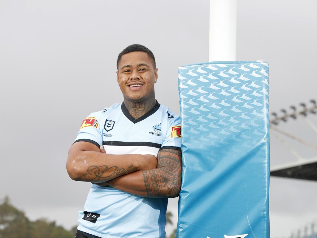 Portrait of Sharks big guy Franklin Pele at Shark Park. Picture: Jonathan Ng