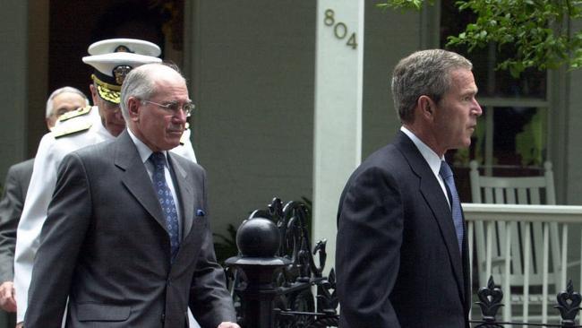 John Howard with George W. Bush at the Washington Navy Yard on September 10, 2001.