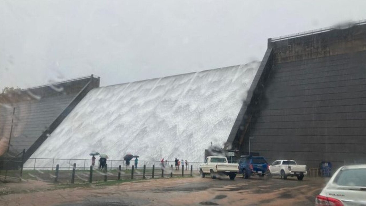 Tinaroo Dam went over at record speed and the 43,800Ml dam is at 103.8 per cent capacity – the record was 11.59 per cent in 1999. Picture: Supplied