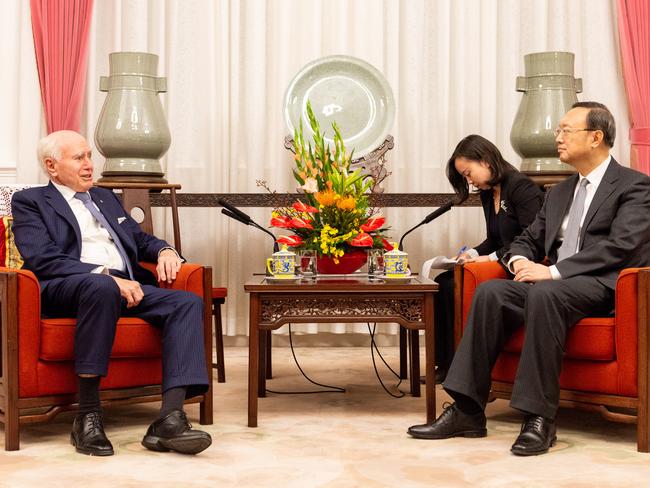 07-12-18 -  John Howard meeting senior Chinese official Yang Jiechi in Beijing during high level meetings.He is meeting with China's most senior diplomat, Yang Jiechi who is a Poliburo member and the director of Foreign Affairs of the Communist Party. Supplied