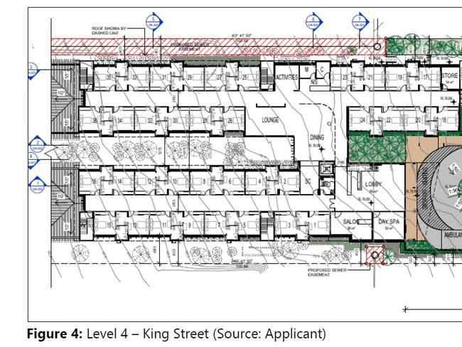 Floor plan of first storet for 108 bed aged care centre planned for Gympie