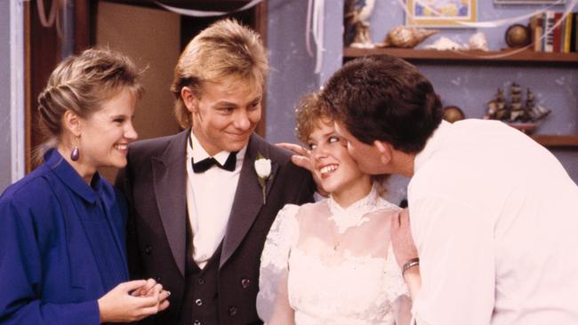 Scott and Charlene’s wedding on Neighbours, an iconic moment in Aussie TV history.