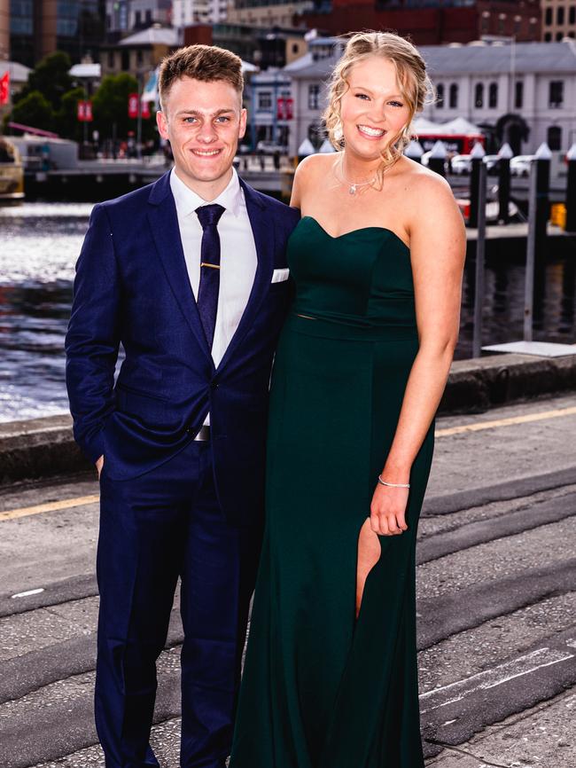 Hobart College leavers dinner 2022 Matthew Aschmann and Olivia Wright. Picture: Linda Higginson