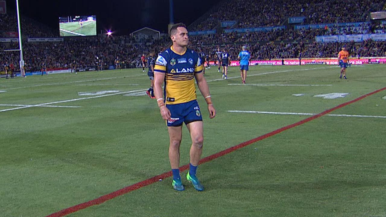 Brad Takairangi takes an eternity to leave the field after being sent to the sin-bin.