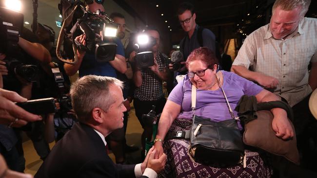 Labor Leader Bill Shorten meets shoppers at Westfield Marion on Tuesday. Picture Kym Smith