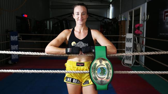 Cairns Muay Thai fighter Jessica Geyl is the Australian WKBF Super Welterweight title holder after defeating Hannah Dalby over 5 rounds in Brisbane on March 13. Picture: Brendan Radke