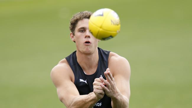 MELBOURNE, AUSTRALIA – NOVEMBER 06: Charlie Curnow takes part during a Carlton Blues AFL training session at Ikon Park on November 06, 2019 in Melbourne, Australia. (Photo by Darrian Traynor/Getty Images)