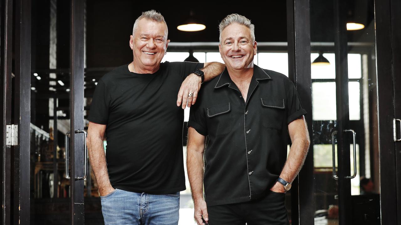 Jimmy Barnes and Paul Field in the rocker’s home studio where they recorded their duet. Picture: Sam Ruttyn