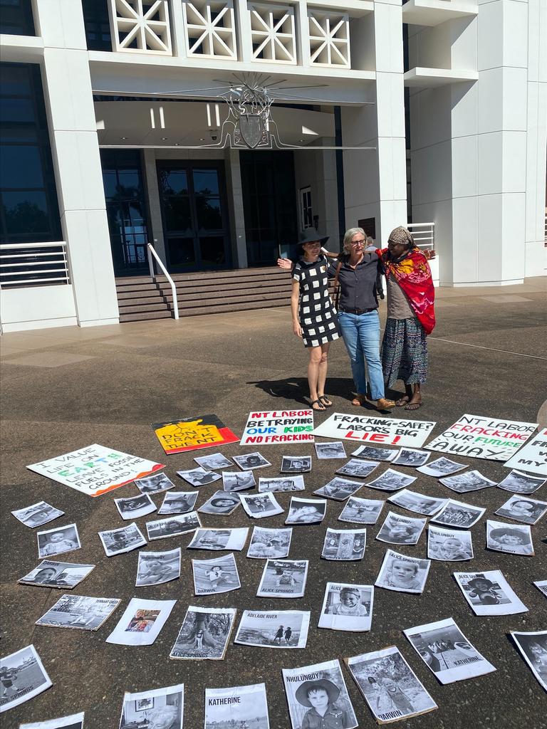 An anti-fracking protest at NT Parliament House.