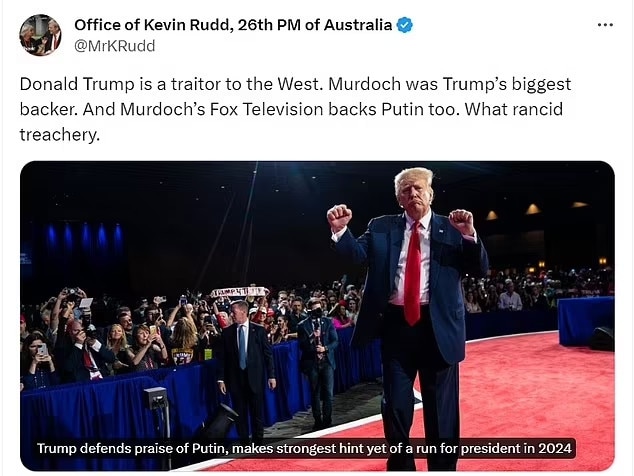 Kevin Rudd deleted past tweets he’d posted about Donald Trump after the US election. Picture: X