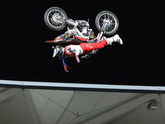 Nitro Circus at Kardinia Park on March 7, 2022. Stunts, crowd reactions, fireworks, plenty of colour. Picture: Mark Wilson