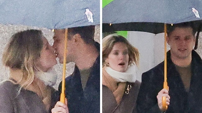 Meghann Fahy and Leo Woodall confirm romance rumours with a kiss in New York City. Picture: TheImageDirect.com