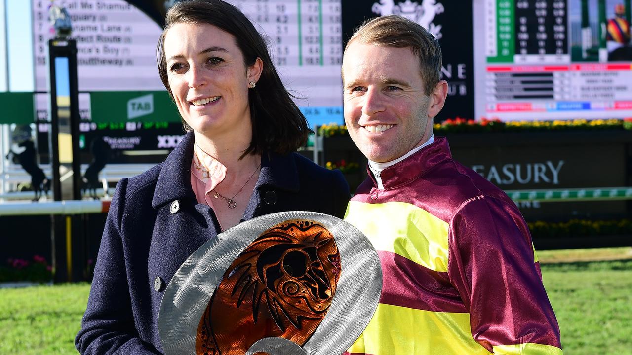 Berry with Annabel Neasham after Numerian’s Q22 win. Picture: Grant Peters-Trackside Photography